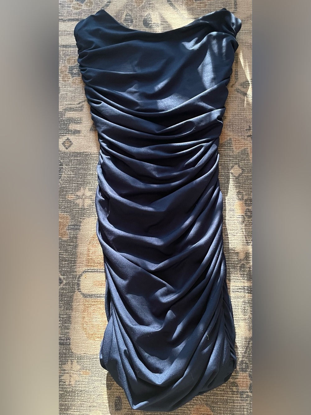 Lucy in the Sky Midnight Navy Ruched Semi-Formal Dress